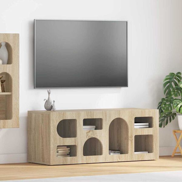 vidaXL Meuble TV Ch&ecirc;ne Sonoma 100 x 35 x 40 cm Bois d'ing&eacute;nierie