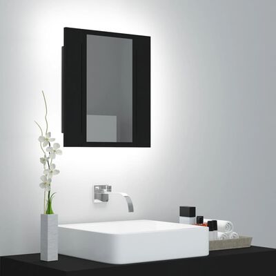 vidaXL Armoire de salle de bain à miroir à LED Noir 40x12x45 cm
