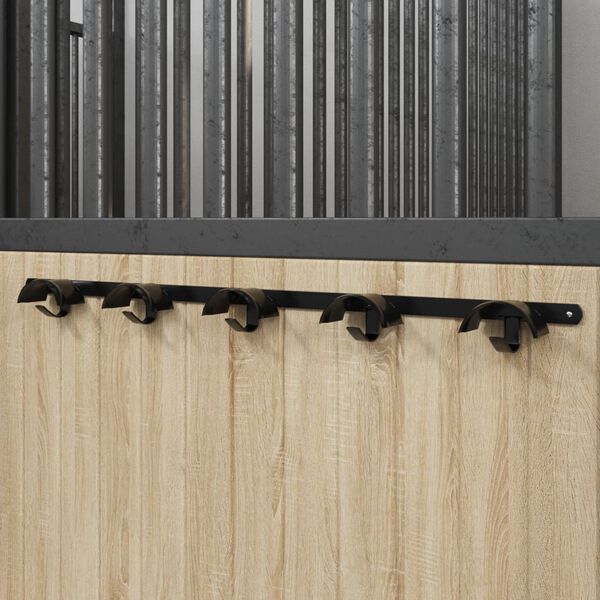 vidaXL Porte-bride pour 5 brides avec 5 crochets noir fer