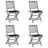vidaXL Chaises pliantes 4 pi&egrave;ces avec coussins en bois d'acacia massif
