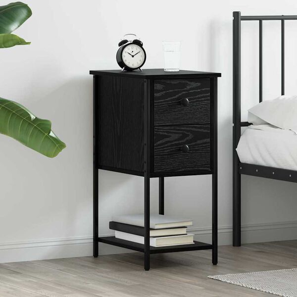 vidaXL Cabinet de chevet Ch&ecirc;ne noir 32 x 42 x 70 cm Bois d'ing&eacute;nierie