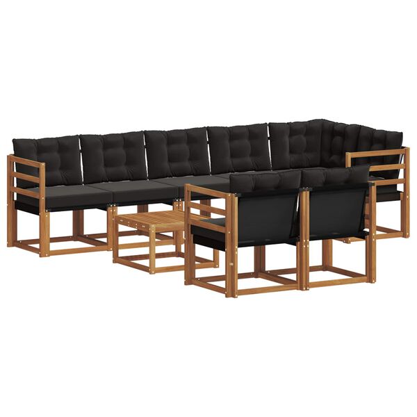 vidaXL Ensemble de canap&eacute;s d'ext&eacute;rieur 9 pcs Naturel et Noir