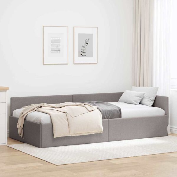 vidaXL Cadre de lit d'angle Taupe 80 cm x 200 cm Velours