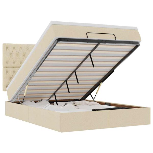 VidaXL Cadre de lit ottoman avec matelas crème 140x200 cm tissu
