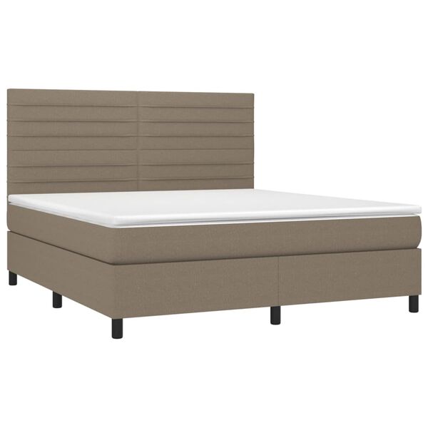 vidaXL Sommier &agrave; lattes de lit et matelas et LED Taupe 160x200cm Tissu