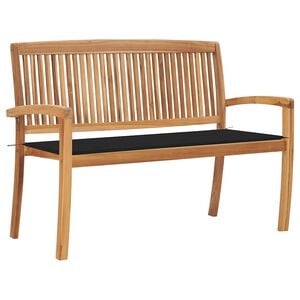 vidaXL Banc de jardin empilable et coussin 128,5cm Bois de teck massif
