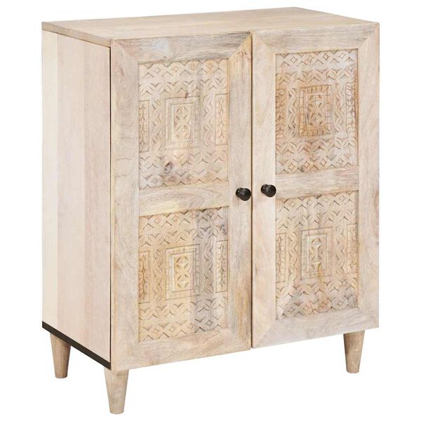 vidaXL Buffet avec porte Blanc 60 x 33 x 75 cm bois de manguier massif