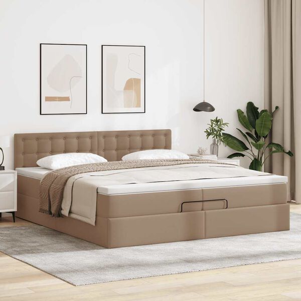 VidaXL Cadre de lit ottoman et matelas cappuccino 200x200cm similicuir