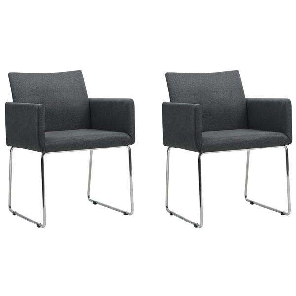 vidaXL Chaises à manger lot de 2 gris foncé tissu
