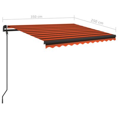 vidaXL Auvent manuel rétractable avec LED 3,5x2,5 m Orange et marron