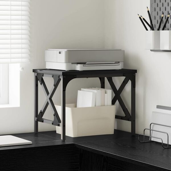 vidaXL Support d'imprimante R&eacute;glable Ch&ecirc;ne noir 40 x 30 x 31 cm