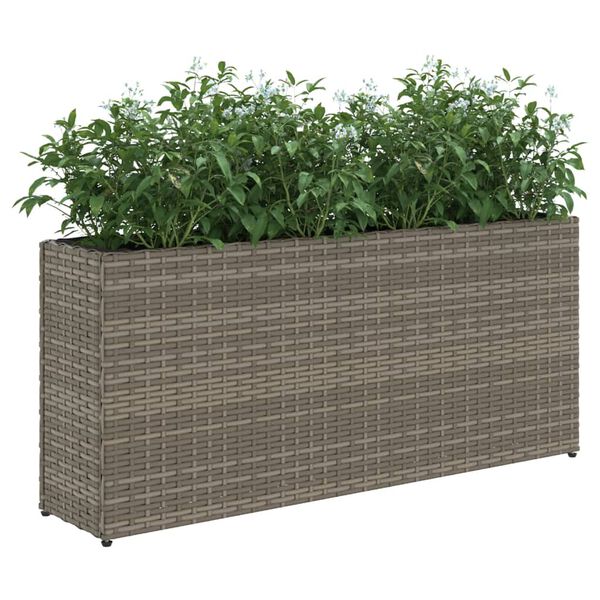 vidaXL Jardini&egrave;res avec 2 pots 2 pcs gris 90x20x40 cm r&eacute;sine tress&eacute;e