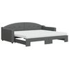 vidaXL Lit de jour avec gigogne et matelas gris fonc&eacute; 90x200 cm tissu