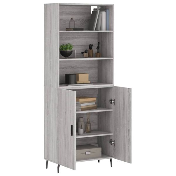 vidaXL Buffet haut Sonoma gris 69,5x34x180 cm Bois d'ing&eacute;nierie