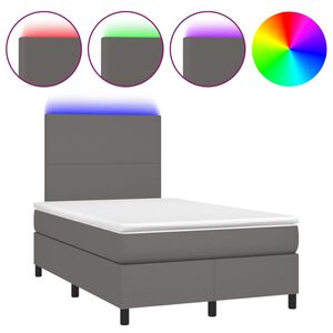 vidaXL Sommier &agrave; lattes de lit matelas LED gris 120x190 cm similicuir