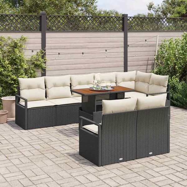 vidaXL Ensemble de canap&eacute; de jardin 9 pcs Noir Poly rotin