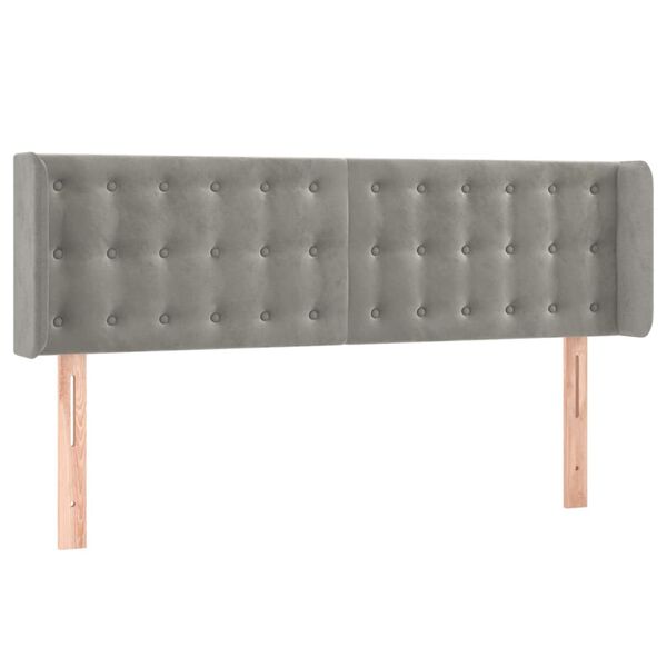 vidaXL T&ecirc;te de lit &agrave; LED Gris clair 147x16x78/88 cm Velours