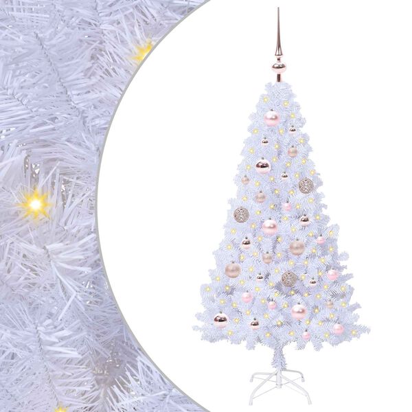 vidaXL Sapin de Noël artificiel avec 150 LED Blanc 120 cm PVC et Acier