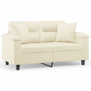 vidaXL Canap&eacute; 2 places avec oreillers cr&egrave;me 120 cm similicuir