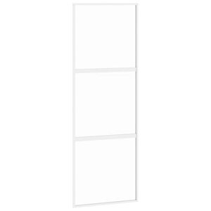 vidaXL Porte coulissante blanc 76x205 cm verre tremp&eacute; aluminium
