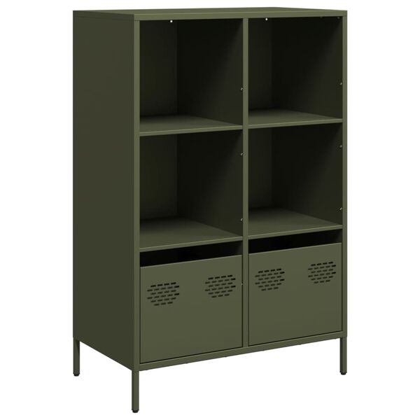 vidaXL Buffet haut vert olive 68x39x103,5 cm acier