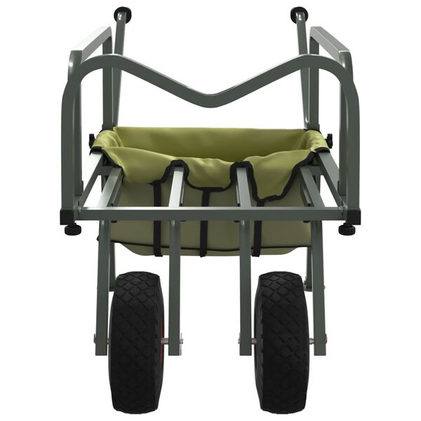 vidaXL Chariot de pêche vert avec 2 roues acier enduit de poudre