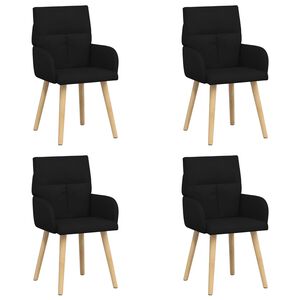 vidaXL Chaises de salle &agrave; manger 4 pc Tissu Noir 60 x 56 x 96 cm