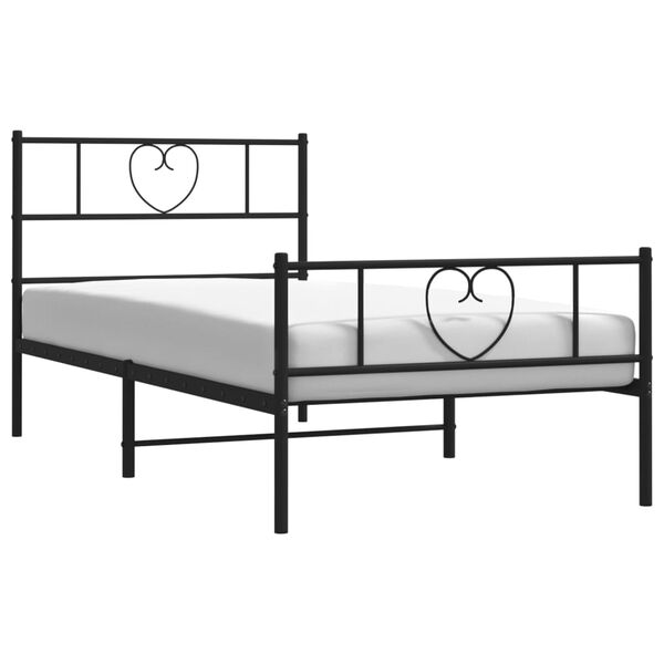 vidaXL Cadre de lit m&eacute;tal sans matelas avec pied de lit noir 80x200 cm