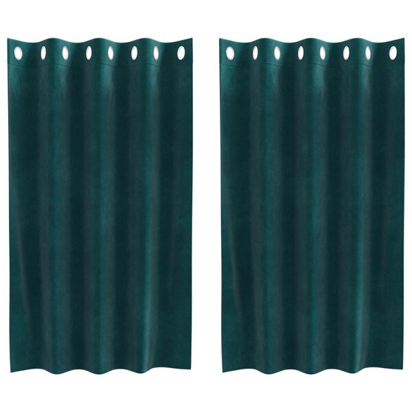 vidaXL Rideaux occultants 2 pcs Vert fonc&eacute; 140 x 140 cm Velours