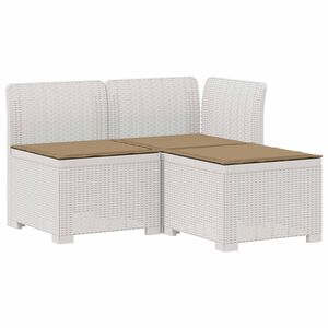 vidaXL Canap&eacute; de jardin 3 places avec coussins look rattan PP Blanc