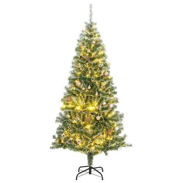 vidaXL Sapin de Noël artificiel 300 LED&boules&neige floquée 240 cm