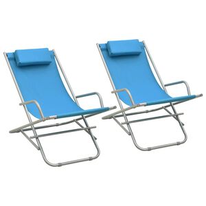 vidaXL Chaises &agrave; bascule lot de 2 Acier Bleu