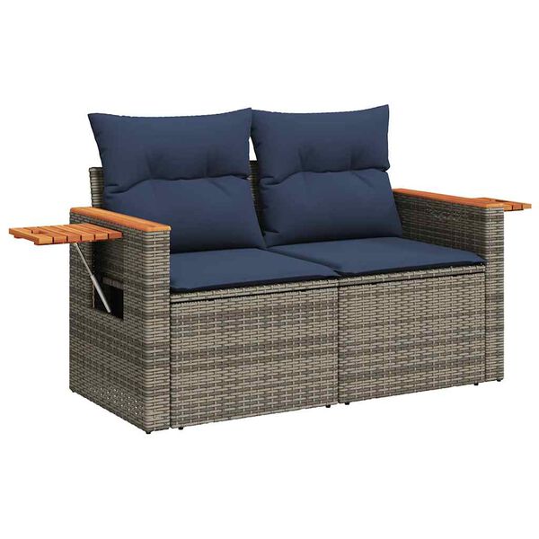 vidaXL Salon de jardin 4 pcs avec coussins gris r&eacute;sine tress&eacute;e