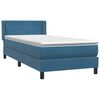 vidaXL Sommier &agrave; lattes de lit et matelas bleu fonc&eacute; 90x220 cm velours