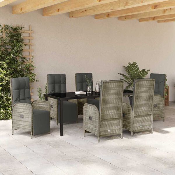 vidaXL Ensemble de salle &agrave; manger pour jardin 7 pcs Gris polyrotin