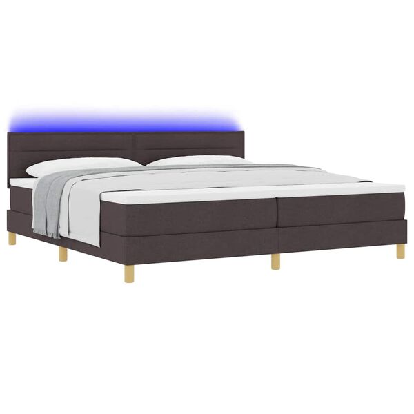 vidaXL Lit &agrave; ressort LED avec matelas Marron fonc&eacute; 200 x 200 cm tissu
