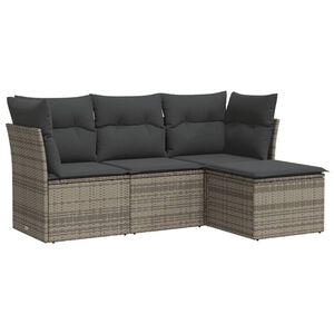 vidaXL Salon de jardin 4 pcs avec coussins gris r&eacute;sine tress&eacute;e