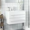vidaXL Armoire lavabo de salle de bain bassin int&eacute;gr&eacute; blanc brillant
