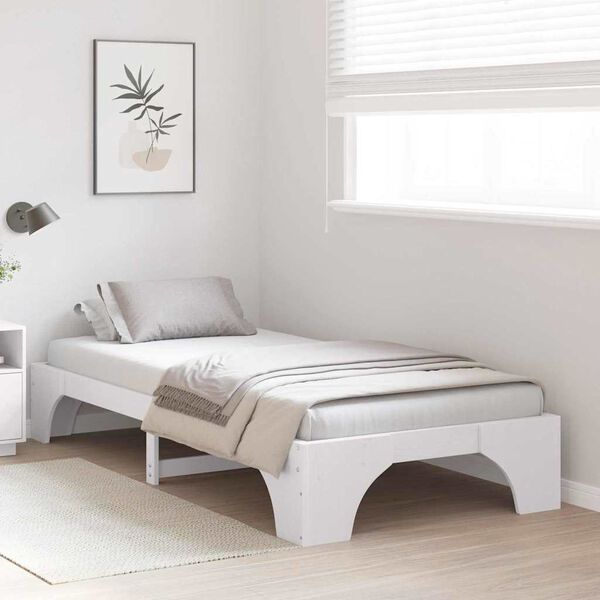 vidaXL Cadre de lit Blanc 90 x 190 cm Pin massif