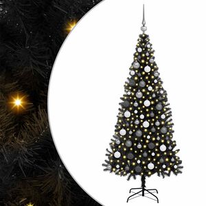 vidaXL Sapin de No&euml;l avec 300 LED avec support Noir 180 cm PVC