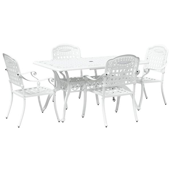 vidaXL Ensemble de salle &agrave; manger pour jardin 5 pcs Blanc Aluminium