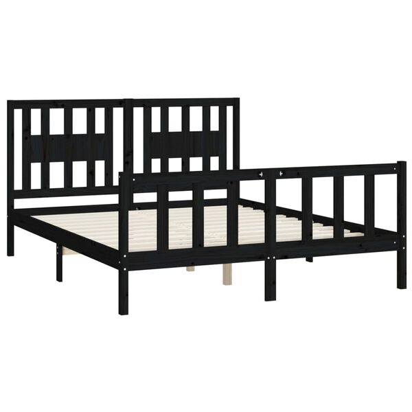 vidaXL Cadre de lit sans matelas noir bois de pin massif