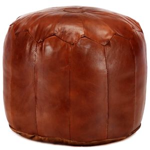 vidaXL Pouf 40 x 35 cm Brun roux Cuir v&eacute;ritable de ch&egrave;vre