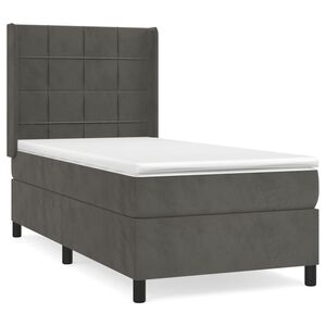 vidaXL Sommier &agrave; lattes de lit et matelas Gris fonc&eacute; 80x200 cm Velours