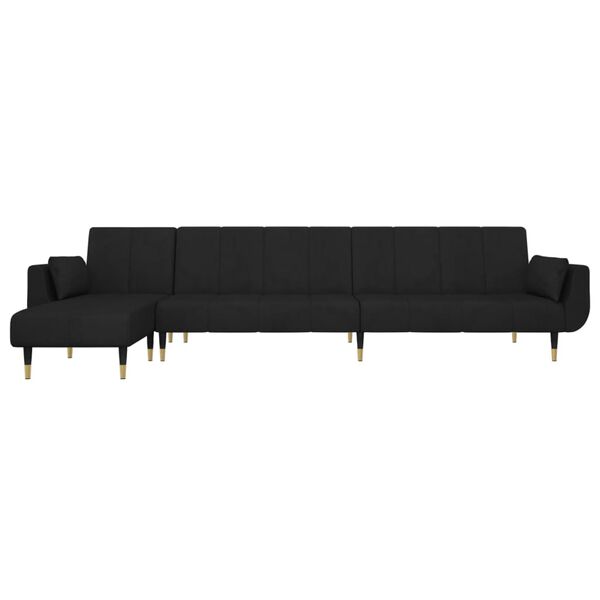 vidaXL Canapé-lit en forme de L noir 275x140x70 cm velours