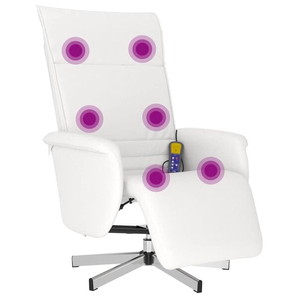 vidaXL Fauteuil inclinable de massage repose-pieds blanc similicuir