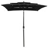 vidaXL Parasol de jardin à 3 niveaux avec mât en aluminium noir 2x2 m