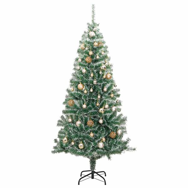 vidaXL Sapin de Noël artificiel 300 LED&boules&neige floquée 240 cm