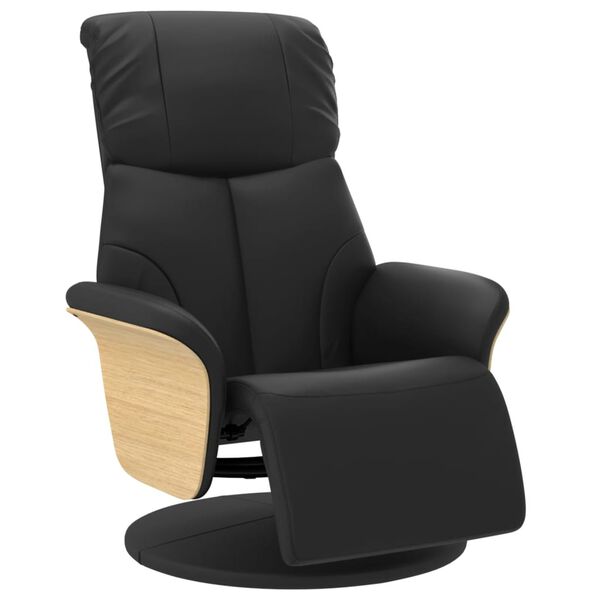 vidaXL Fauteuil inclinable avec repose-pieds noir similicuir