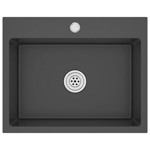 vidaXL &Eacute;vier de cuisine fait main Noir Acier inoxydable